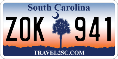 SC license plate ZOK941