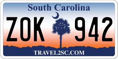 SC license plate ZOK942