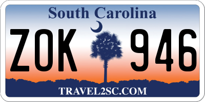 SC license plate ZOK946
