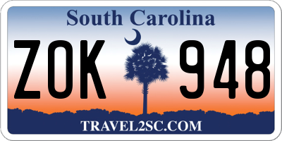 SC license plate ZOK948