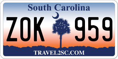 SC license plate ZOK959