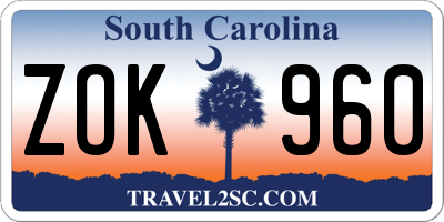 SC license plate ZOK960