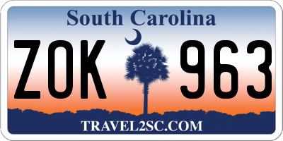 SC license plate ZOK963