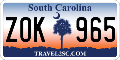 SC license plate ZOK965