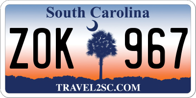 SC license plate ZOK967