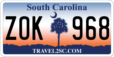 SC license plate ZOK968
