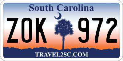 SC license plate ZOK972