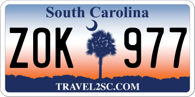 SC license plate ZOK977