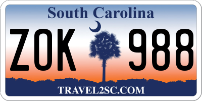 SC license plate ZOK988