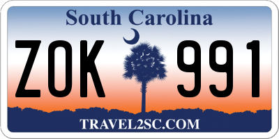 SC license plate ZOK991
