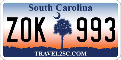 SC license plate ZOK993