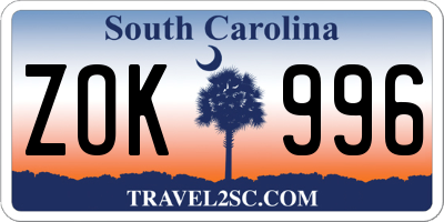SC license plate ZOK996