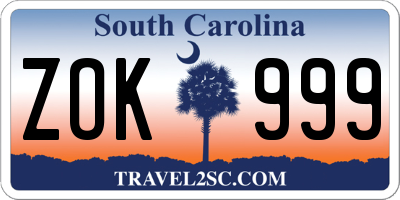 SC license plate ZOK999