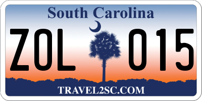 SC license plate ZOL015