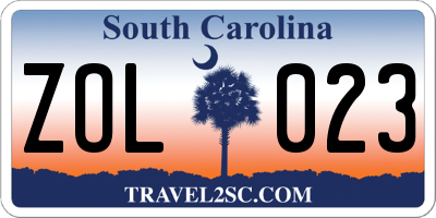 SC license plate ZOL023