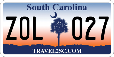 SC license plate ZOL027