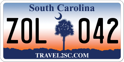 SC license plate ZOL042