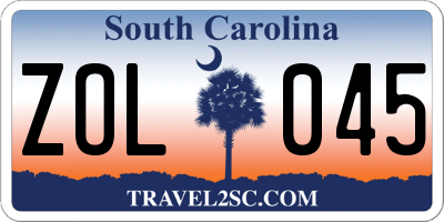 SC license plate ZOL045