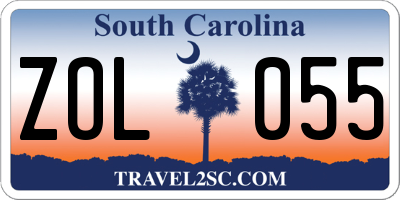 SC license plate ZOL055