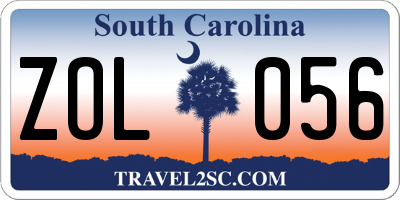 SC license plate ZOL056