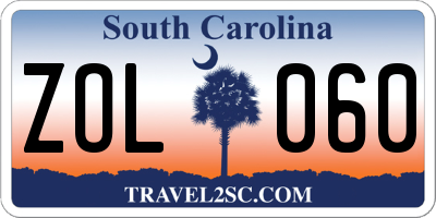 SC license plate ZOL060
