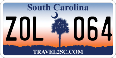 SC license plate ZOL064