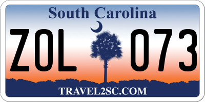 SC license plate ZOL073