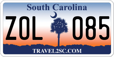 SC license plate ZOL085