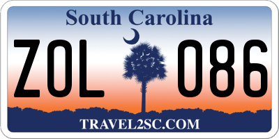 SC license plate ZOL086