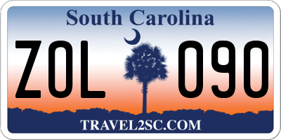 SC license plate ZOL090