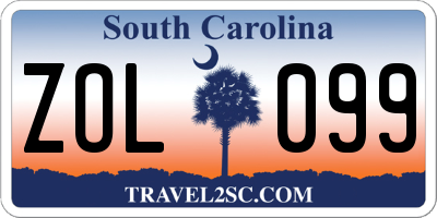 SC license plate ZOL099