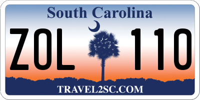 SC license plate ZOL110