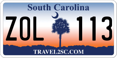 SC license plate ZOL113