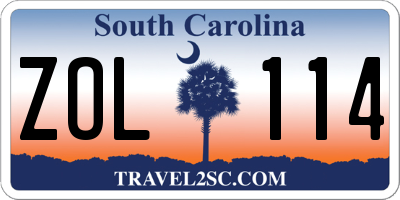SC license plate ZOL114