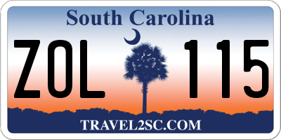 SC license plate ZOL115