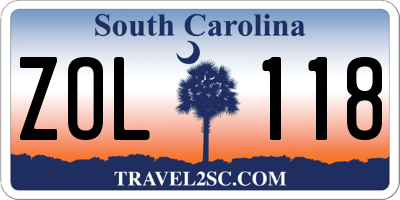 SC license plate ZOL118
