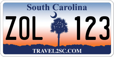 SC license plate ZOL123