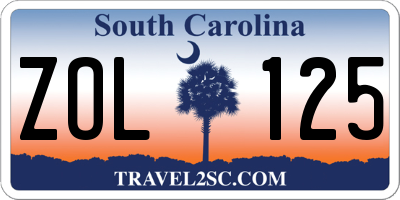 SC license plate ZOL125