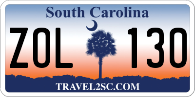 SC license plate ZOL130