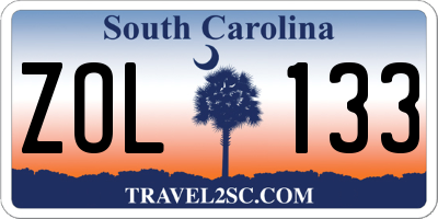 SC license plate ZOL133