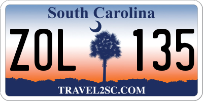SC license plate ZOL135