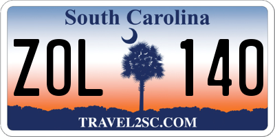 SC license plate ZOL140