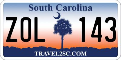 SC license plate ZOL143