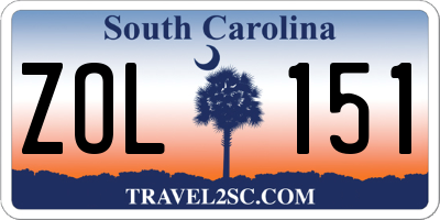 SC license plate ZOL151