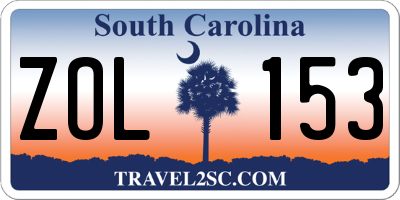 SC license plate ZOL153