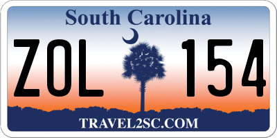 SC license plate ZOL154