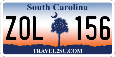 SC license plate ZOL156