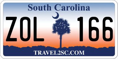 SC license plate ZOL166