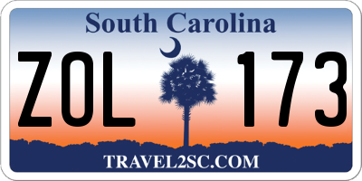 SC license plate ZOL173