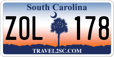 SC license plate ZOL178